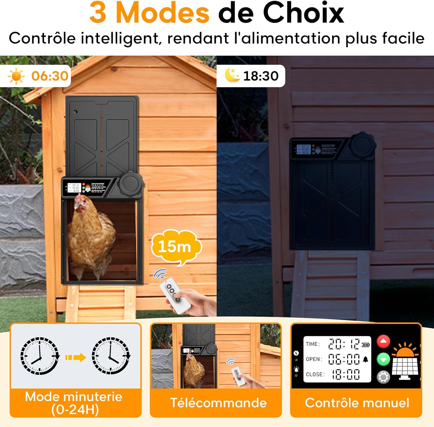 Porte automatique poulailler MASTERFUN solaire 3